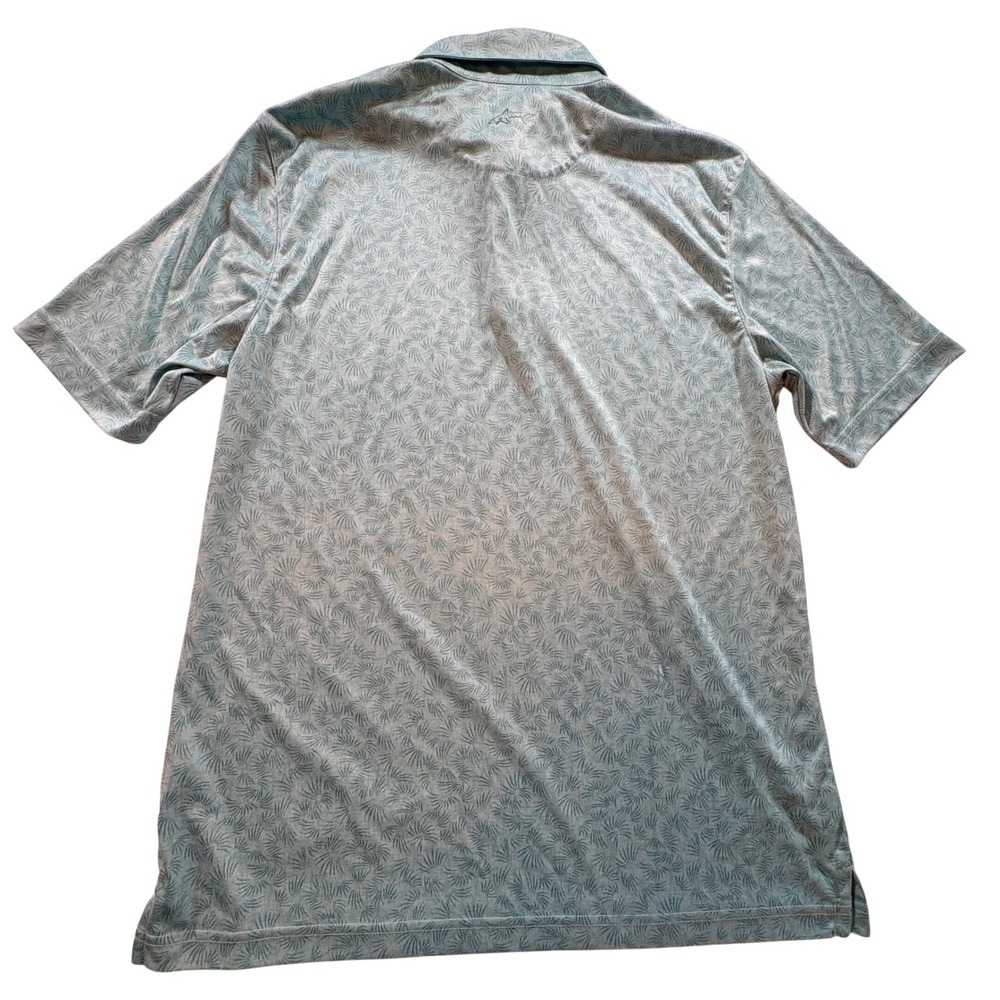 Greg Norman Polo Shirt Mens Small Aqua Blue Palm Print ML75 Play Dry Golf Top - Picture 3 of 9